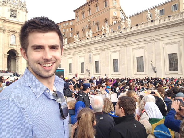Andy at the bustling Vatican.