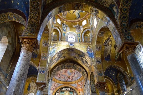 Mosaics at the Martorana church in Palermo, Italy.