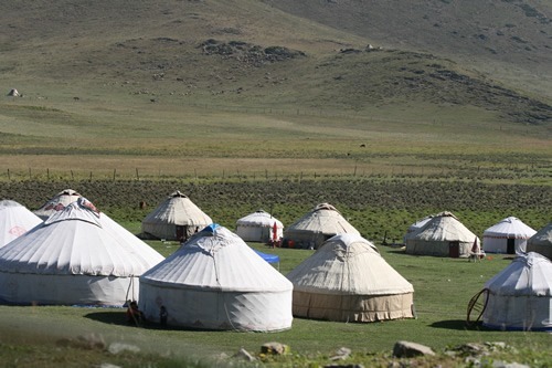 Tuvan nomad yurts in China.