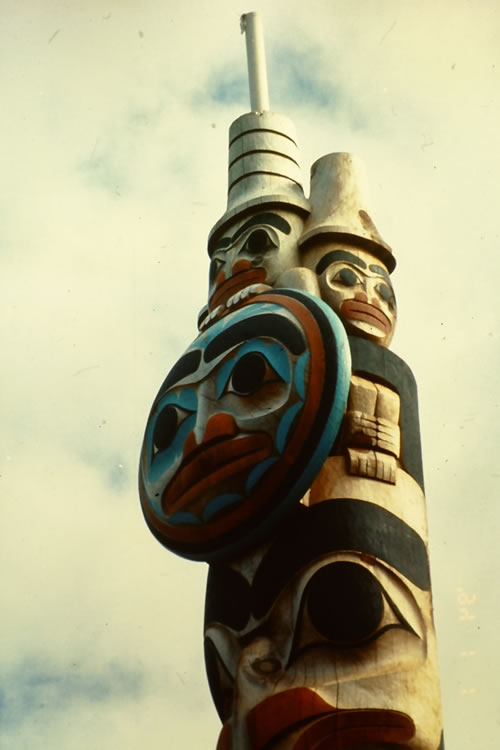 Modern Watchman on Haida totem.