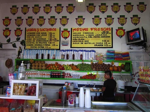 Typical juice bar in Mexico.