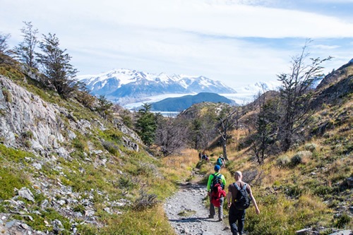 Trekking on a small group tour in Patagonia, Chile.