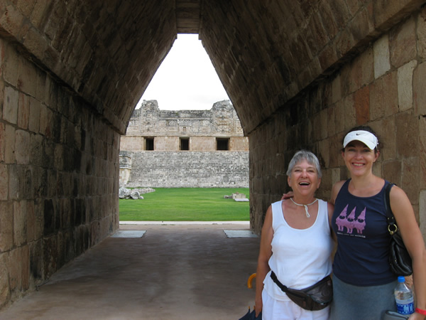 Travel with a senior parent at Uxmal, Mexico.