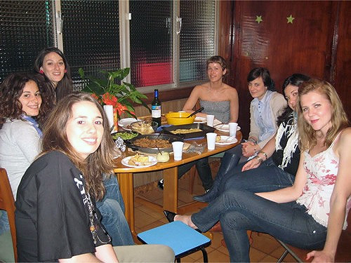 Teachers eating lunch in Barcelona.