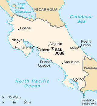 Map of Costa Rica.