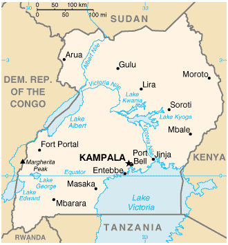 Map of Uganda.