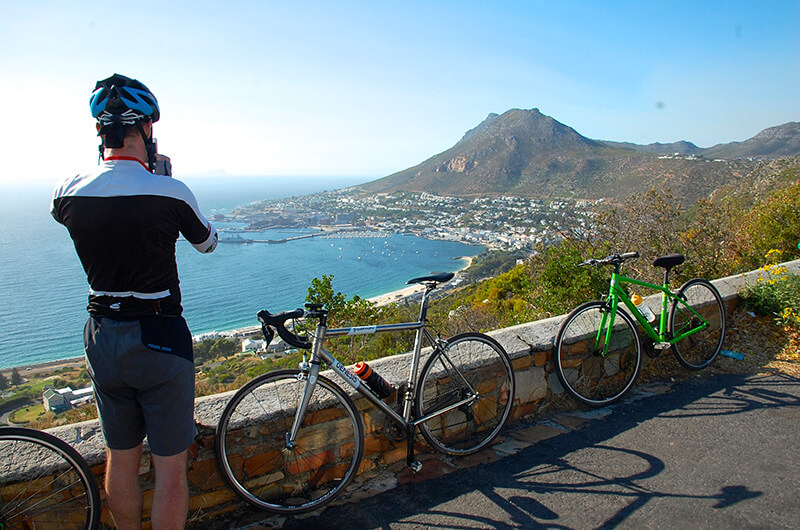 Cape Town, South Africa seen from above by a cyclist.