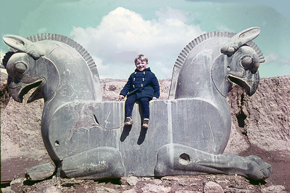 Gregory Hubbs sitting on the horns of a dilemma in Persepolis in 1964.