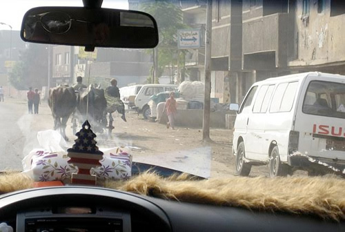 Drivng though Cairo, Egypt neighborhood