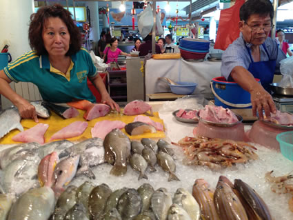 Bahru market in Singapore.