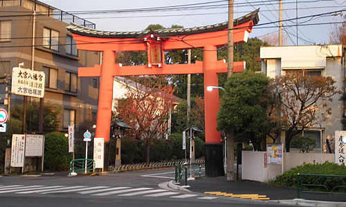 Park entrance across from the author's apartment in Japan.