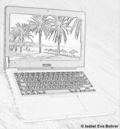 Technology, like a laptop, is not necessary on a beach.