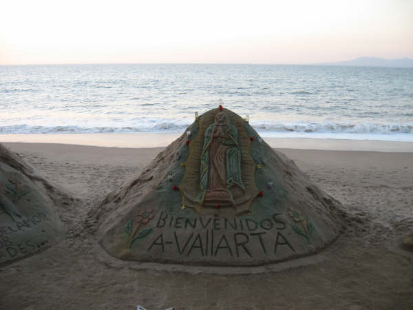 A beach sand castle in Puerto Vallarta, Mexico.