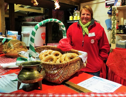 Au Vin Chaud with Bretzels in the Montreux Christmas Market.