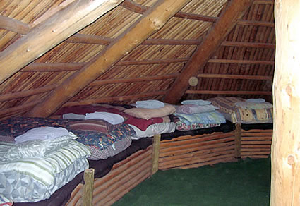 Aboriginal pithouse interior, British Columbia.