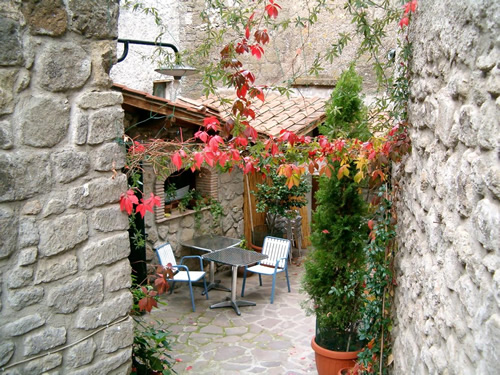 Writer and teacher Linda Lappin's patio in the village.