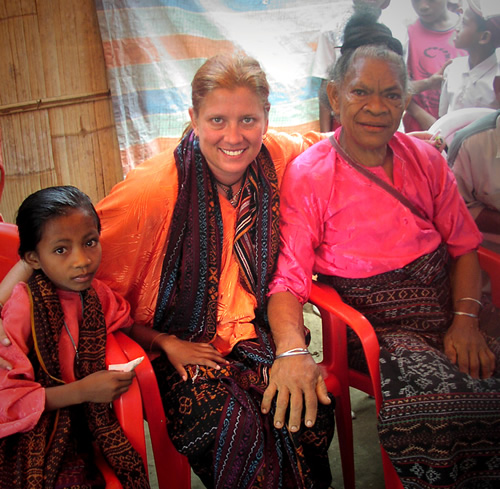 Author with Yansi and her grandmother.