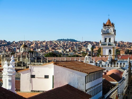 The skyline of beautiful Sucre, Bolivia.