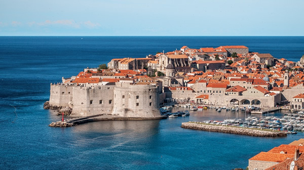 The old town of Dubrovnik on the coast of Croatia.