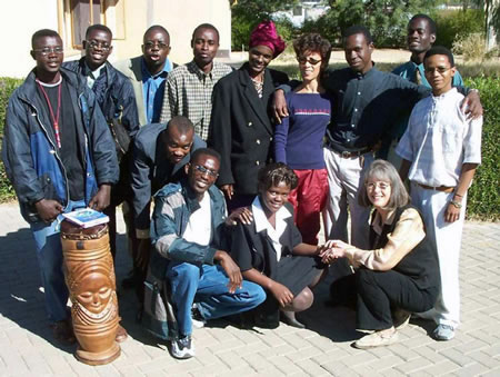 Author with a group of first-year English students in Namibia, Africa.