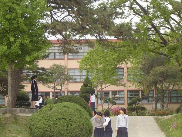 Public school students in South Korea during a break.