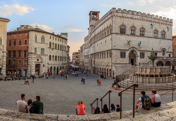 The central square in historic Perugia, Italy.