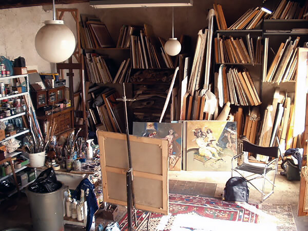 Jules' art studio in Italy.