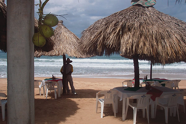 Chacala, Mexico Restaurant on the beach.