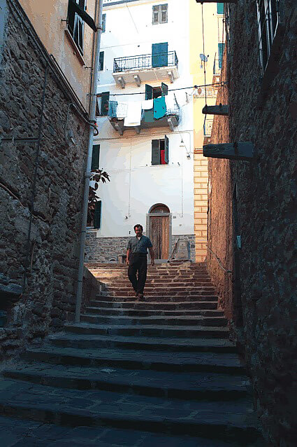 Street in Corniglia, Cinque Terre, Liguria.