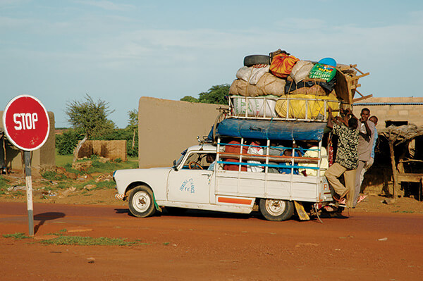 A packed taxi in Mali.