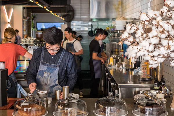 A hip coffee shop downtown in Sydney.