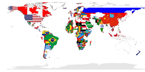 World map with flags.