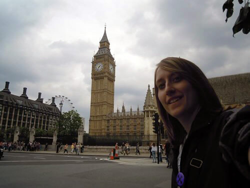 Heather in front of Big Ben in London.