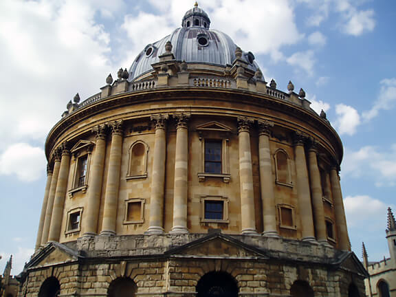 The Radcliffe Camera is an iconic domed library.