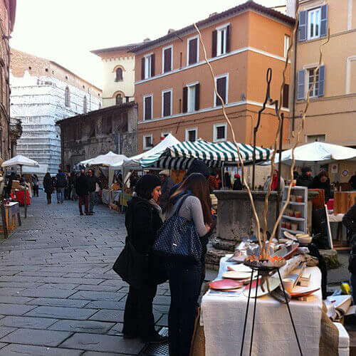 Shopping at market in Perugia.