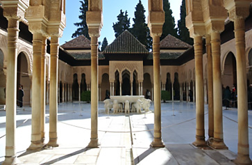 Patio of the lions in Alhambra, Granada.