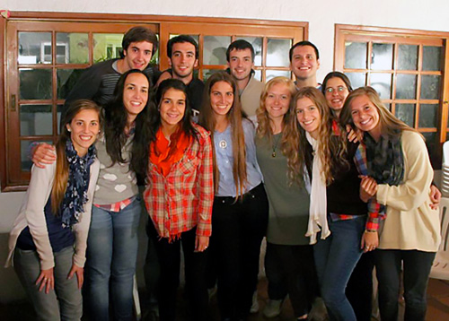 Lindsay with a group of friends in Uruguay where she studied.